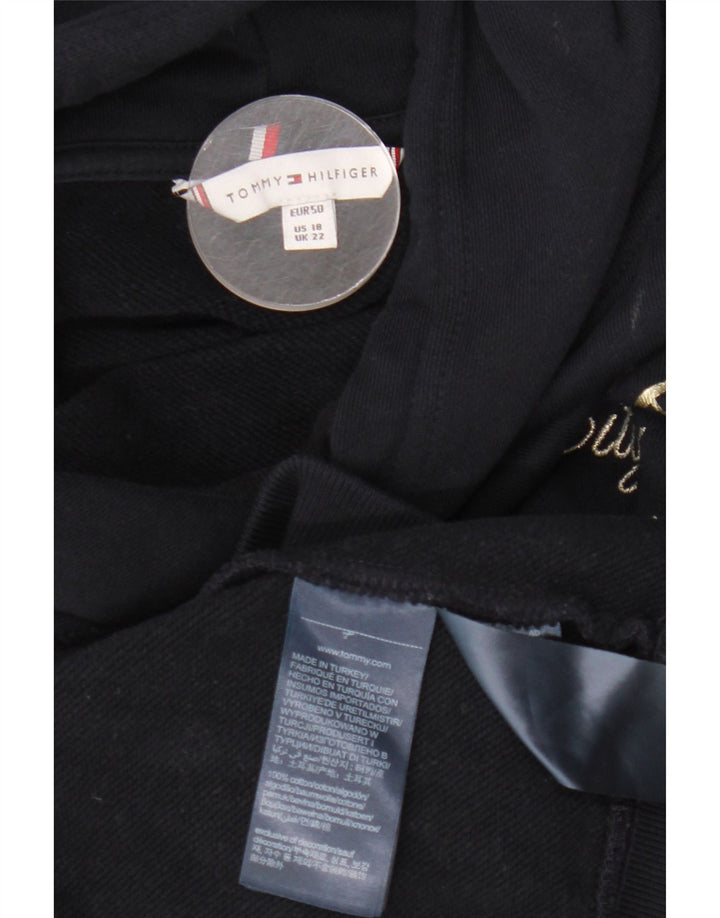 TOMMY HILFIGER Grafisk hættetrøje til kvinder UK 22 3XL Navyblå bomuld