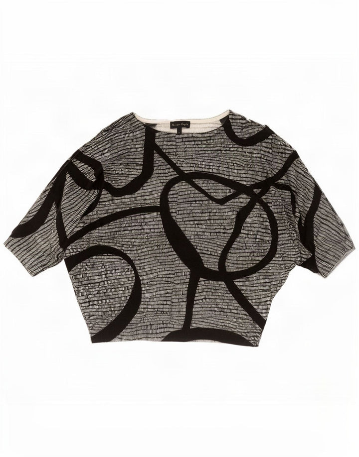 Phase Eight Kvinders abstrakt mønster Oversized bluse Top UK 16 Large Black