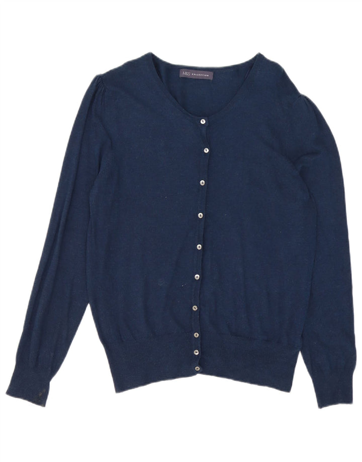 Marks & Spencer Dame Cardigan Sweater UK 12 Medium Navy Blue Viscose
