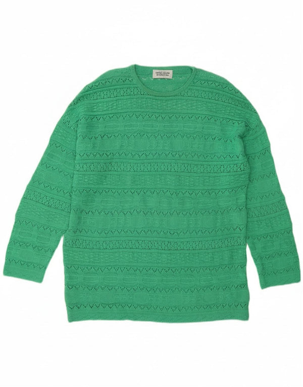 Benetton Dame Longline Jumper Sweater UK 10 Lille Grøn