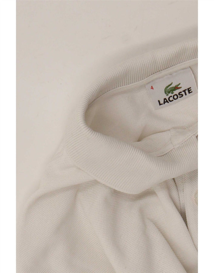 Lacoste Langærmet Polo Shirt til mænd Størrelse 4 Medium Hvid Bomuld