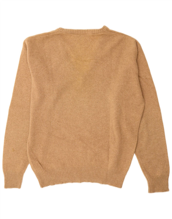 Vintage Herre V-hals sweater IT 48 Medium Beige Uld