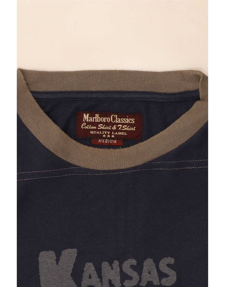 Marlboro Classics Herre grafisk T-shirt Top Medium Navyblå Bomuld