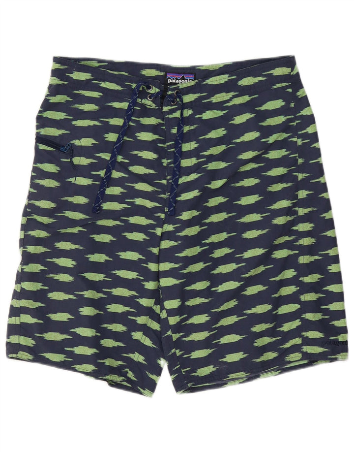 Patagonia Badeshorts med abstrakt mønster til mænd store marineblå polyester