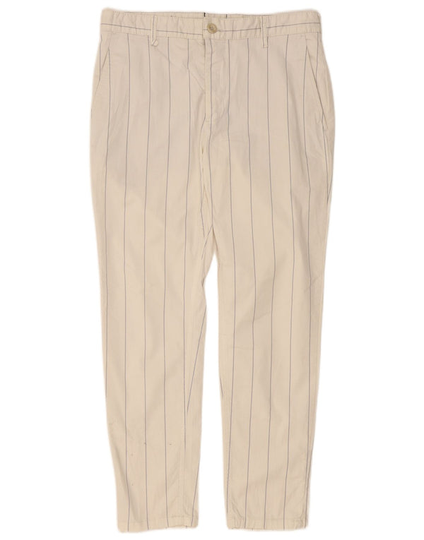 Zara Herre Slim Chino Bukser EU 40 Medium W31 L27 Hvidstribet bomuld