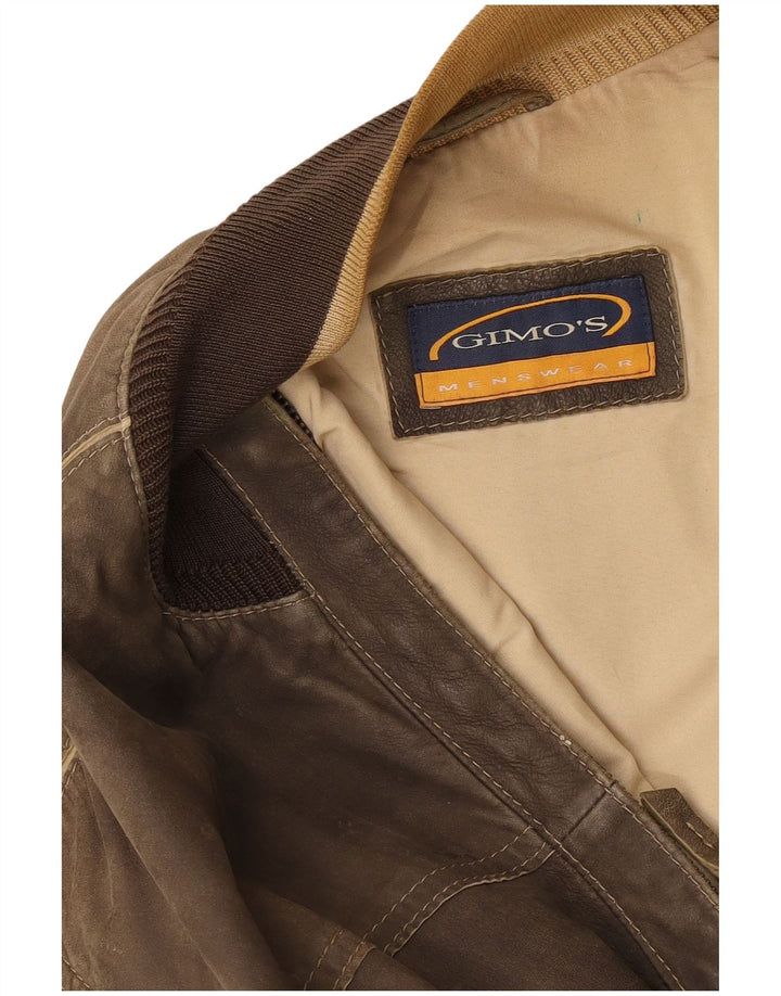Gimo's Herre Læder Bomber Jacket UK 40 Stor Brun