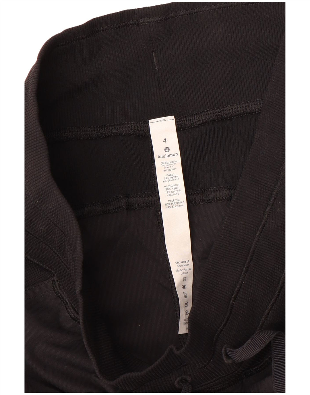 Lululemon Dame træningsdragt Bukser Jogger US 4 Small Black Nylon