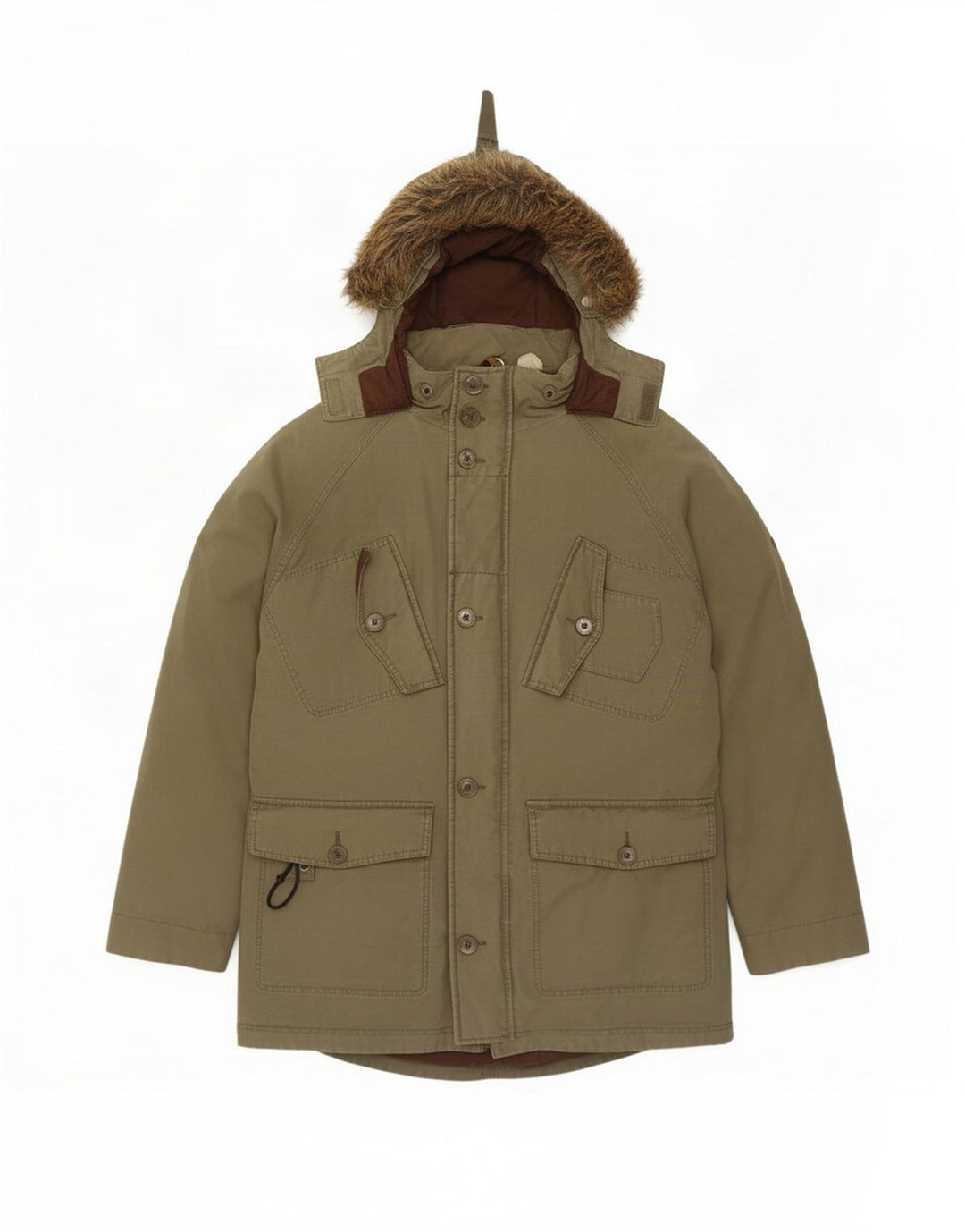 Timberland Herre Hooded Parka Jacket UK 38 Medium Khaki