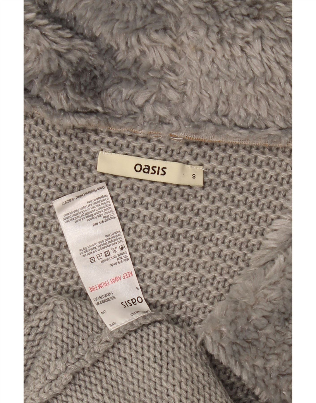 OASIS Dame Asymmetrisk Åben Cardigan Sweater UK 10 Lille Grå Akryl