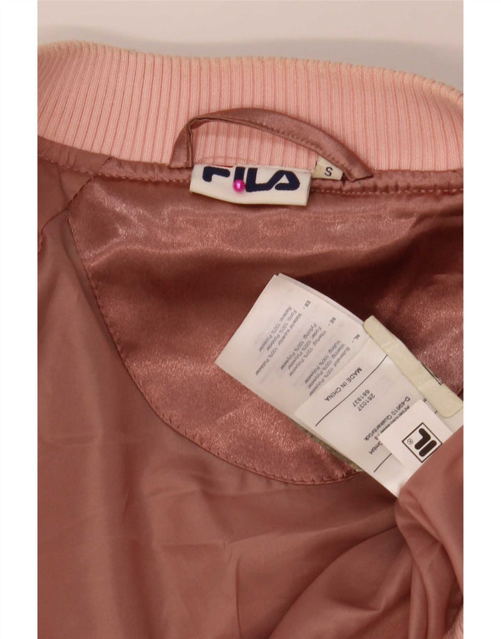 Fila Womens Grafisk Oversized Bomber Jacket UK 10 Small Pink Polyester