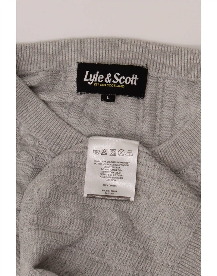 Lyle & Scott Herre sweater med rund hals, stor grå bomuld