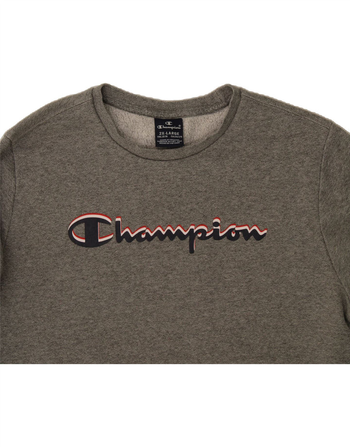 CHAMPION Boys Graphic Sweatshirt Jumper 15-16 Years 2XL Grey Flecked Vintage Champion and Second-Hand Champion from Messina Hembry 