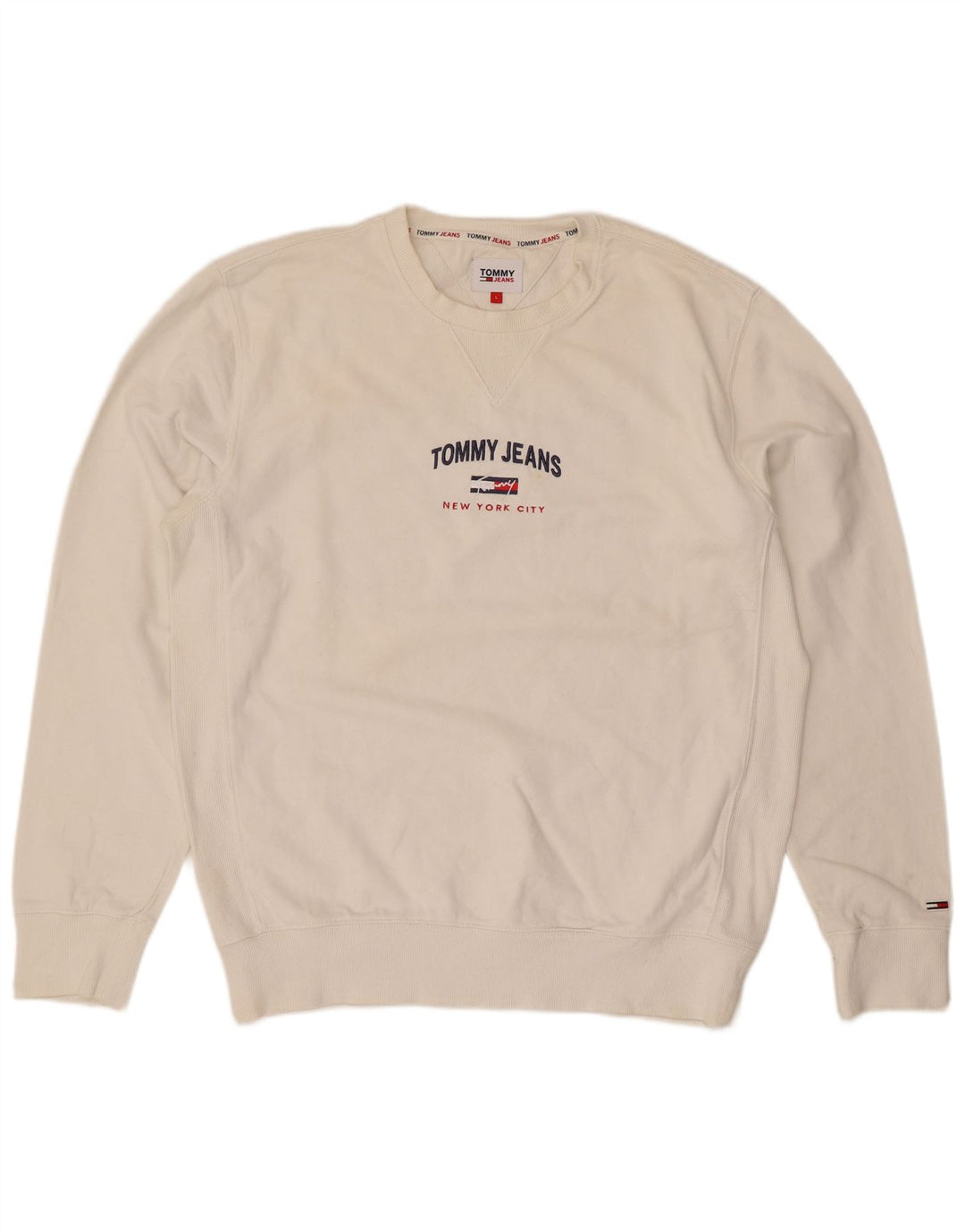 Tommy Hilfiger Herre Grafisk Regular Fit Sweatshirt Jumper Large White