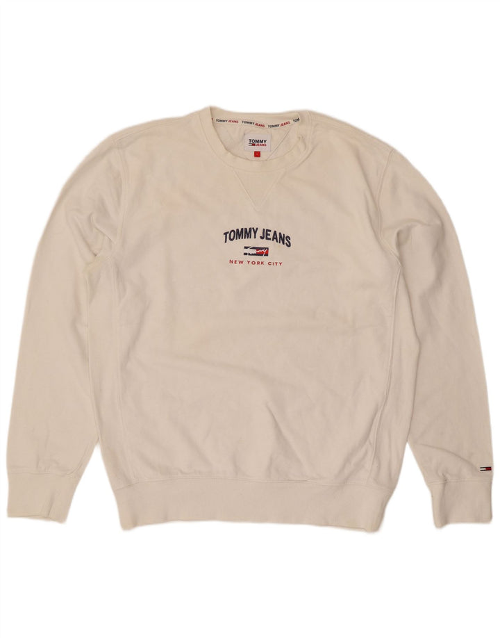 Tommy Hilfiger Herre Grafisk Regular Fit Sweatshirt Jumper Large White
