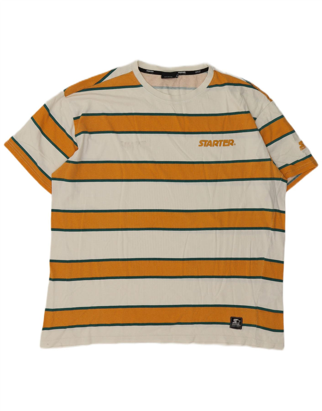 Starter Herre T-Shirt Top XL Hvidstribet bomuld