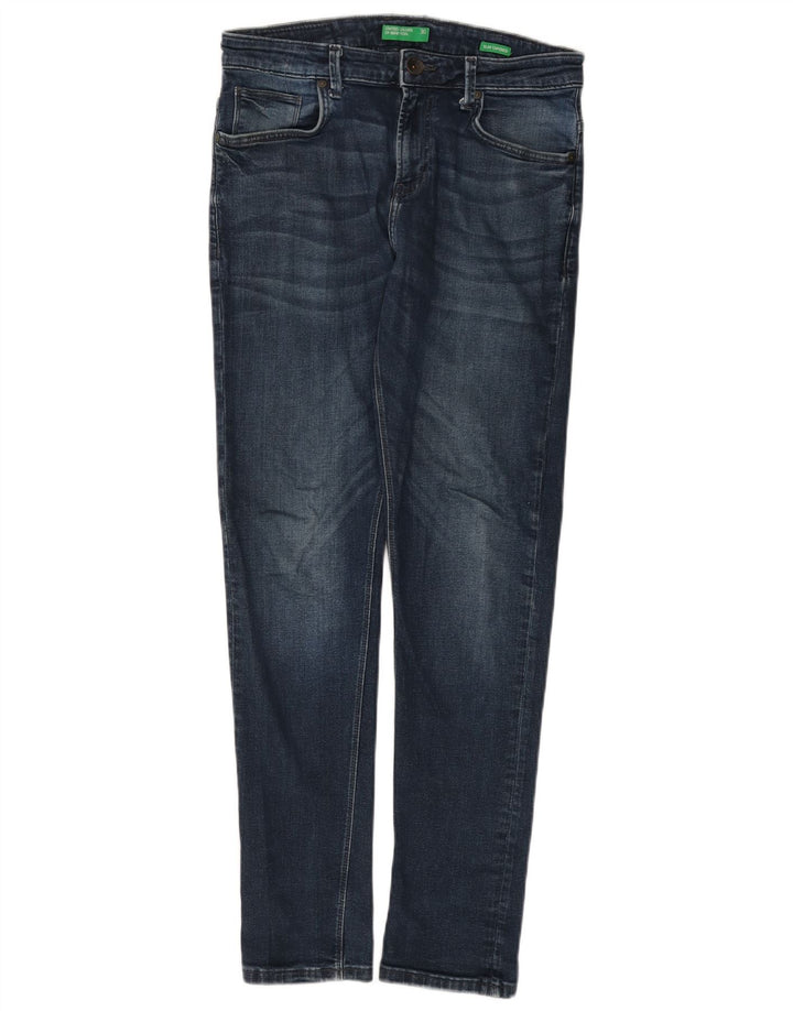 BENETTON Dame Slim Tapered Jeans W30 L30 Blå Bomuld