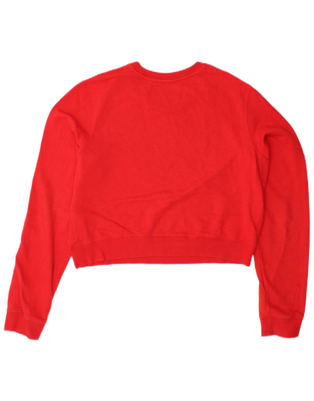 CALVIN KLEIN JEANS Dame Crop Sweatshirt Jumper UK 16 Stor rød bomuld
