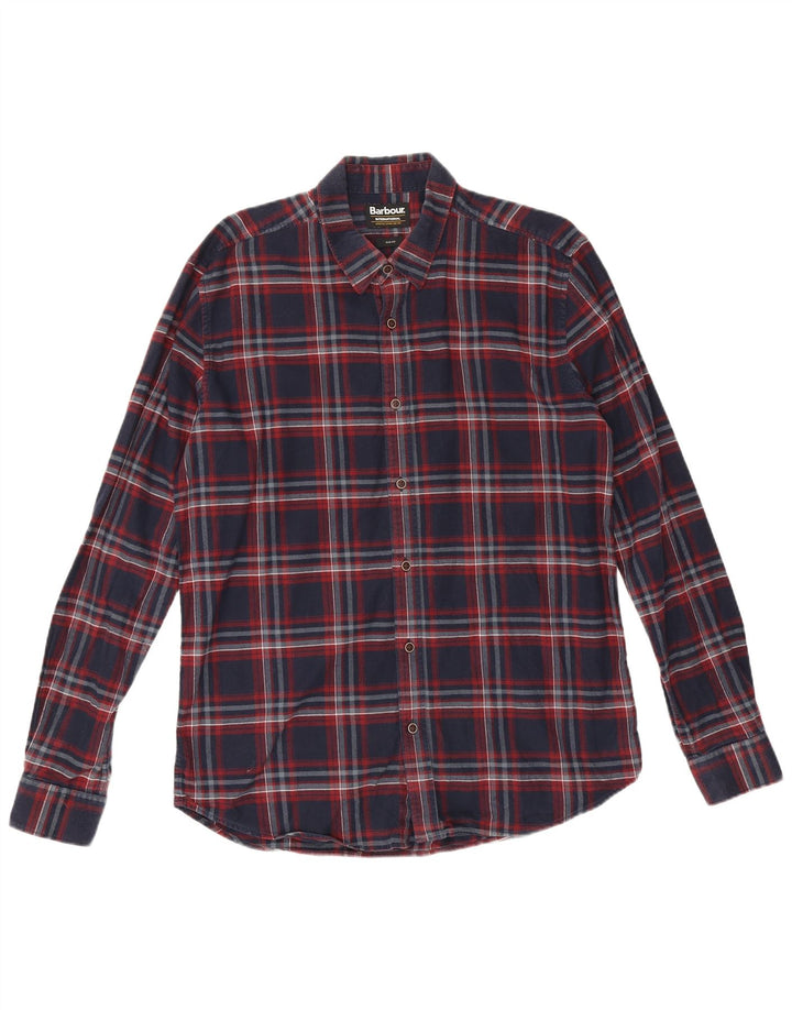 Barbour Herre Slim Fit Flanellskjorte Stor marineblå ternet bomuld