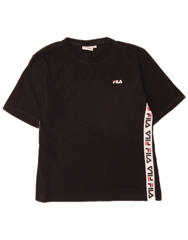 Fila Grafisk T-shirt top til kvinder UK 6 XS Sort Colourblock Bomuld