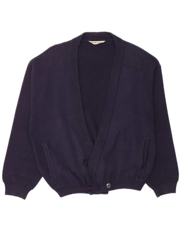 Frank Alexs Herre dobbeltradet cardigan sweater IT 54 XL Marineblå Uld