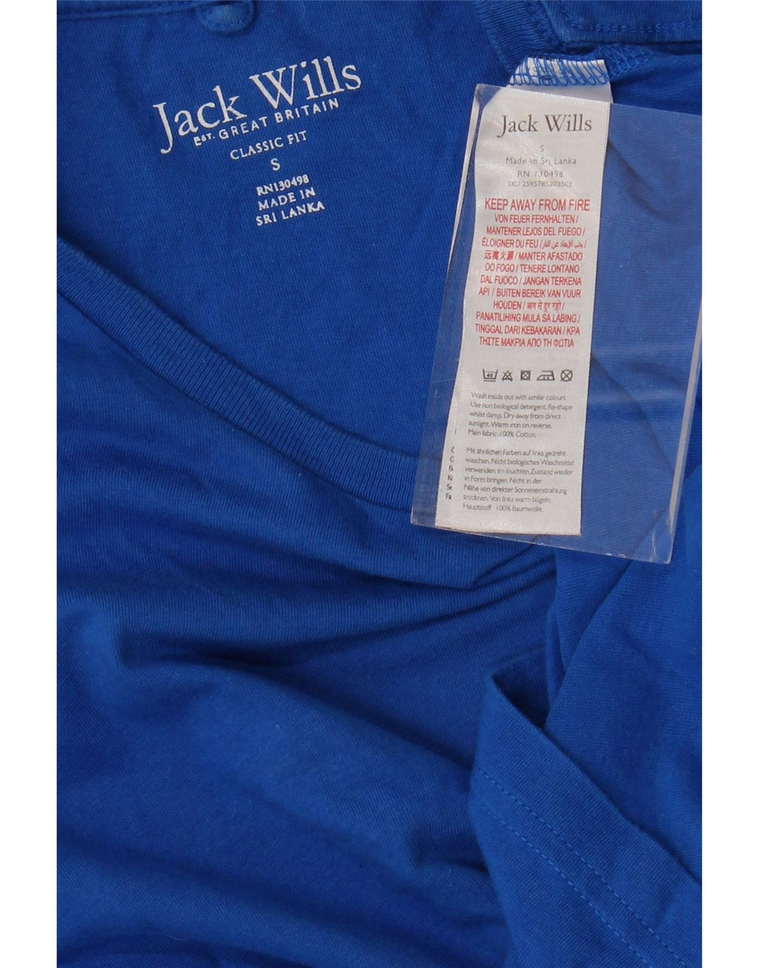 JACK WILLS Herre Classic Fit T-Shirt Top Lille Blå Bomuld