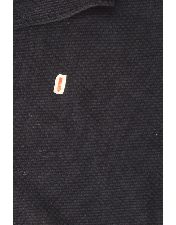 Massimo Dutti Herre Button Neck Jumper Sweater 2XL Navy Blue Bomuld