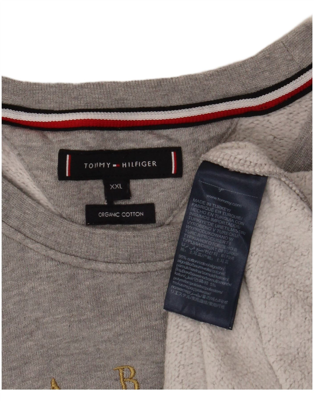 Tommy Hilfiger Herre Grafisk Sweatshirt Jumper 2XL Grå Colourblock Bomuld