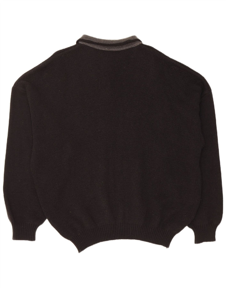 Vintage herre polo hals sweater XL sort uld