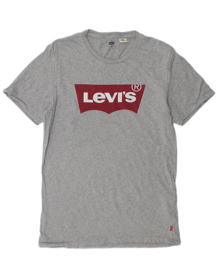 LEVI'S Grafisk T-shirt top til mænd, lille grå bomuld