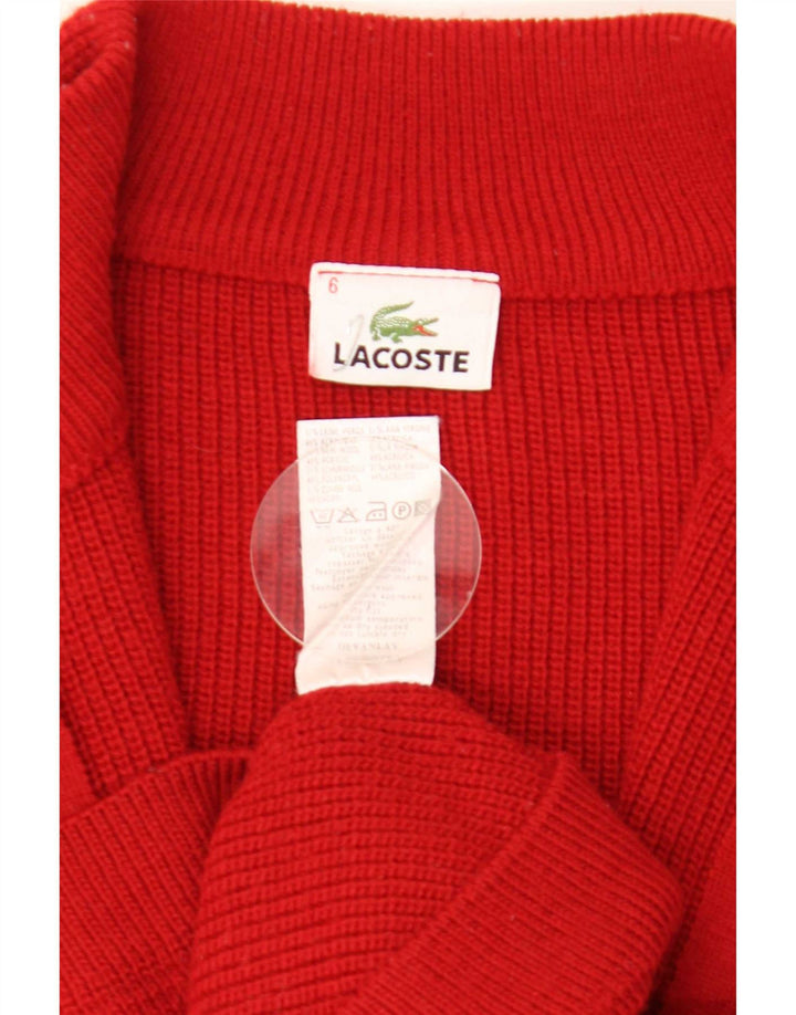 Lacoste Herre Cardigan Sweater Størrelse 6 XL Rød Uld