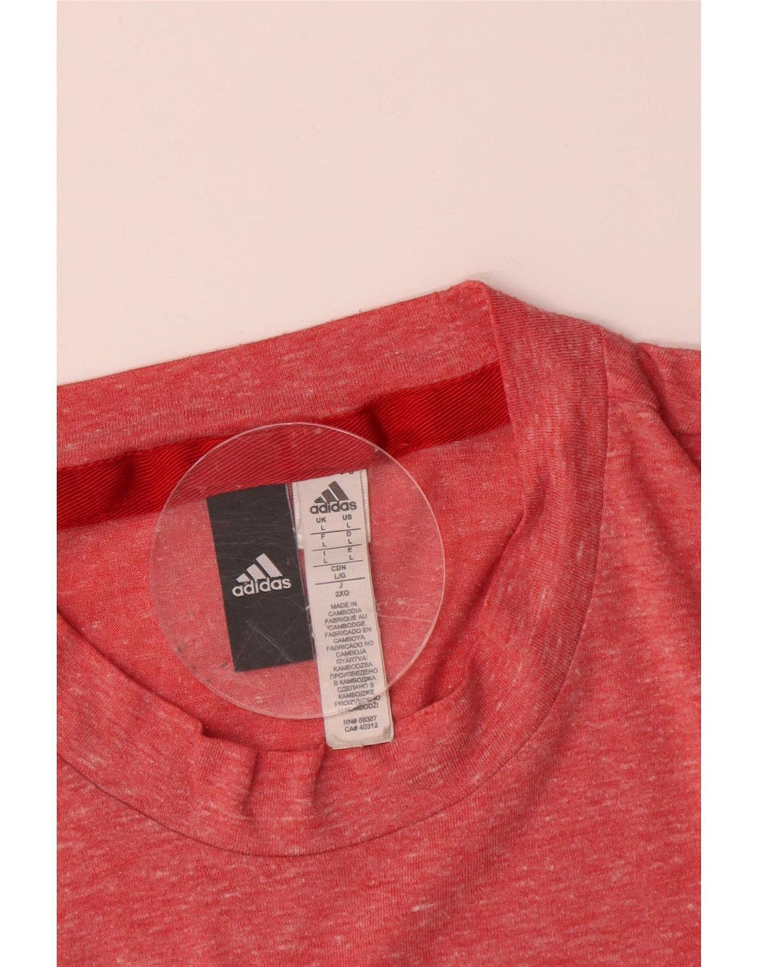 Adidas Herre T-shirt Top Large Pink Flecked Polyester