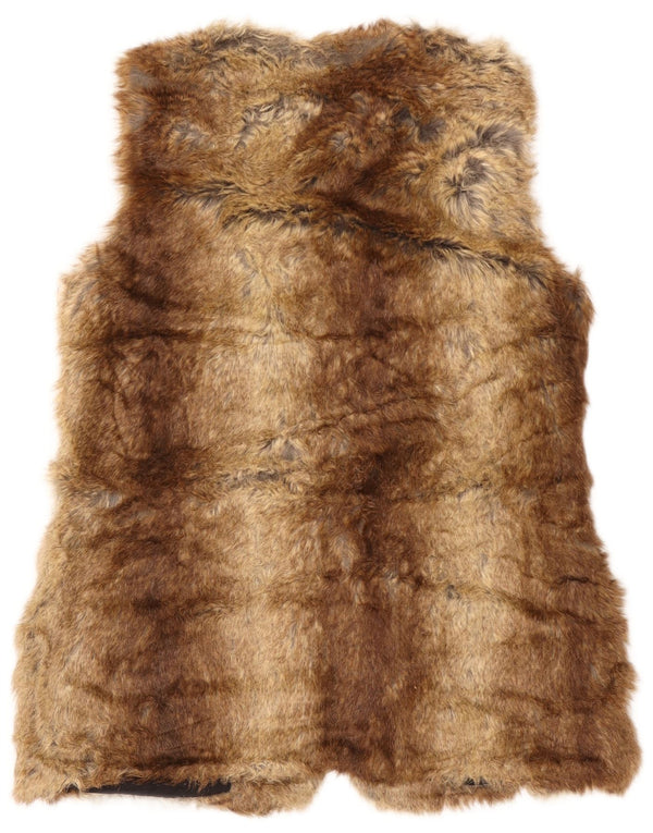 Zara Dame Trafaluc Faux Fur Gilet UK 10 Small Brown Polyester
