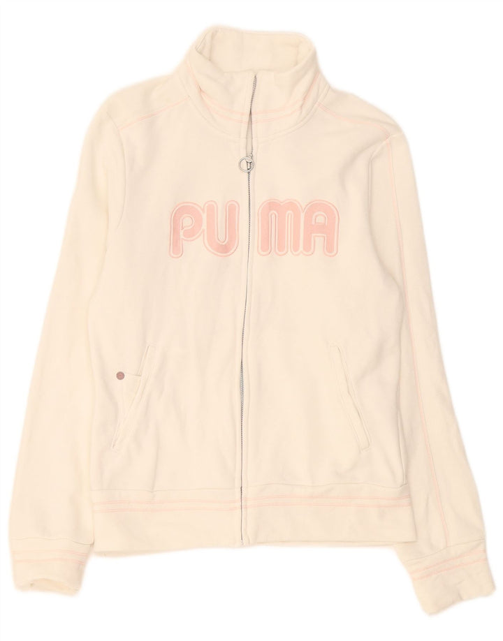 Puma Grafisk træningsdragt topjakke til kvinder UK 8 Lille hvid bomuld