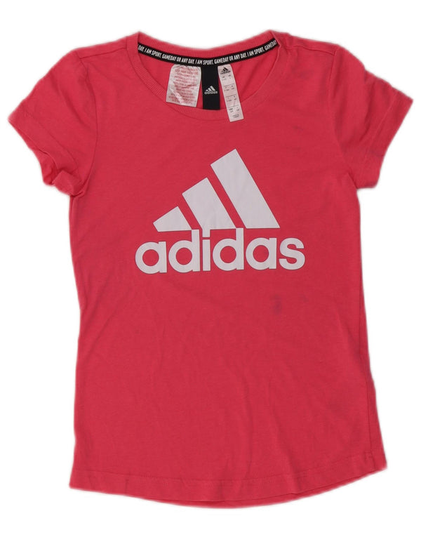 Adidas piger grafisk t-shirt top 9-10 år Pink bomuld