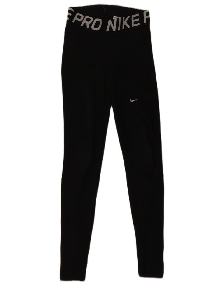 NIKE Dri Fit grafiske leggings til kvinder UK 4 XS sort polyester