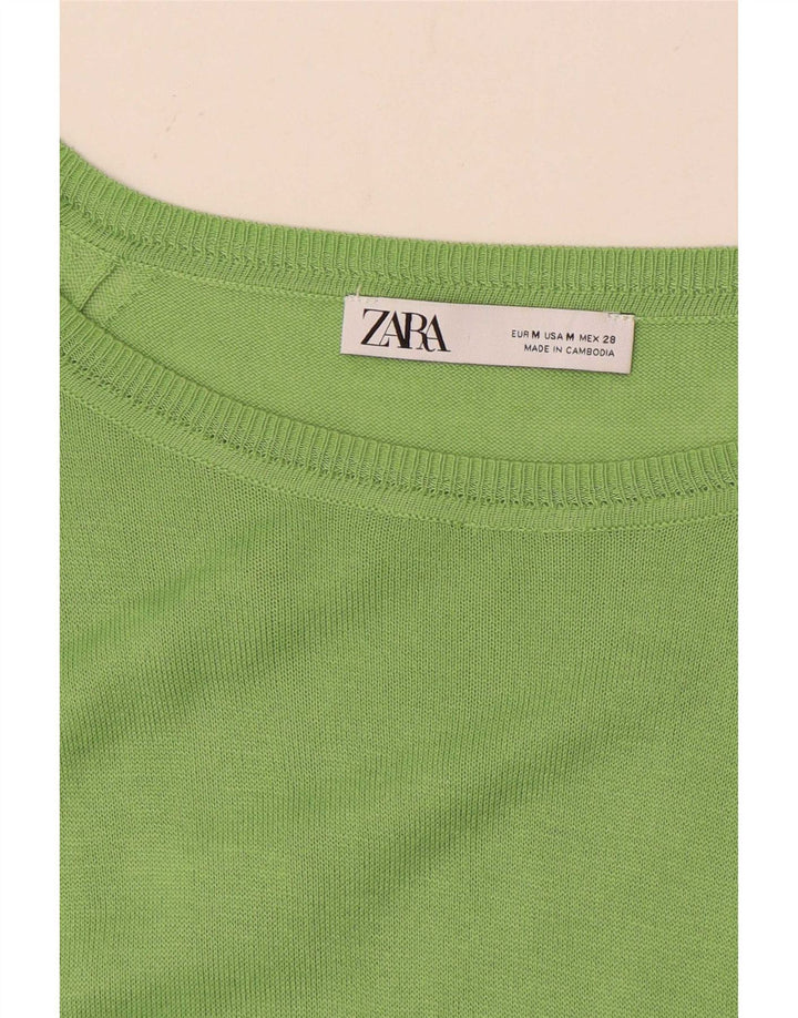 Zara Dame Boat Neck Jumper Sweater UK 14 Medium Green
