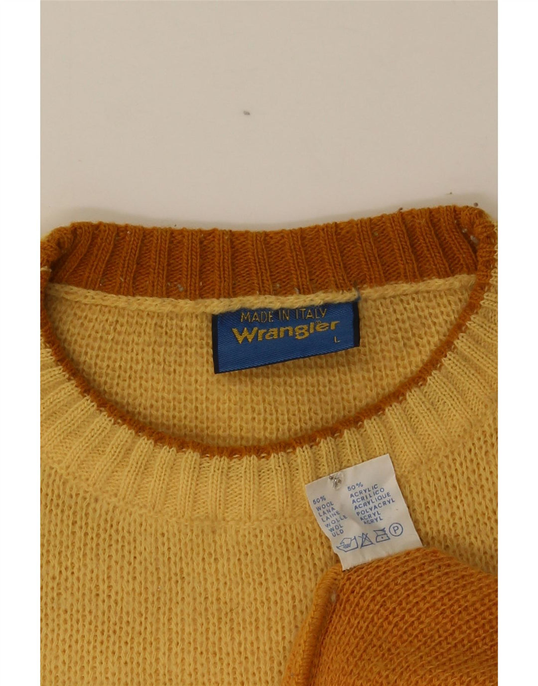 Wrangler Herre Crew Neck trøje Sweater Large Orange Colourblock Polyacryl