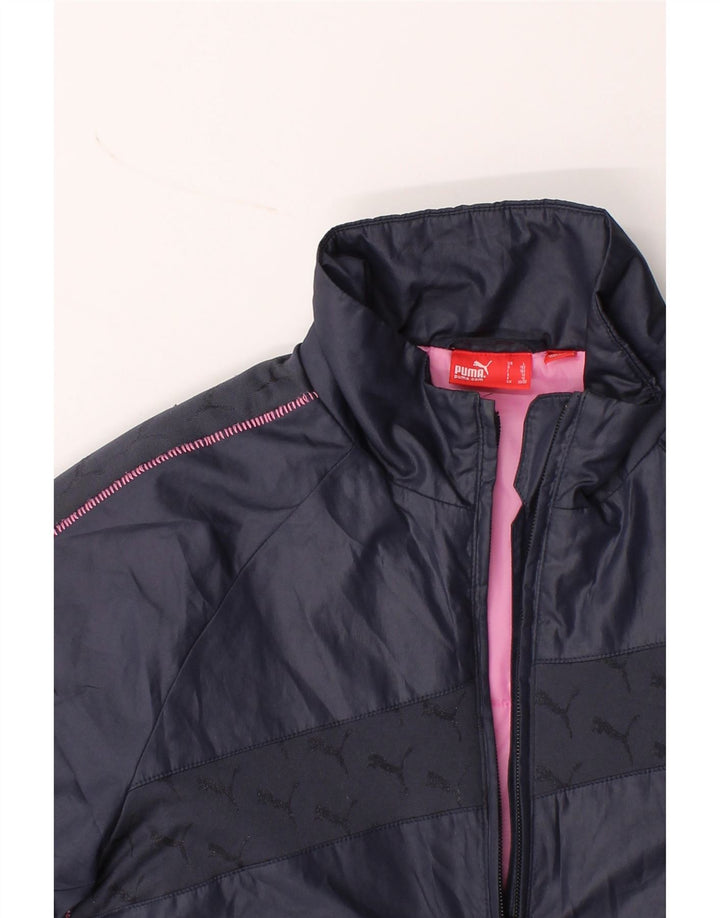 PUMA Girls Graphic Bomber Jacket 11-12 Years  Navy Blue Polyester Vintage Puma and Second-Hand Puma from Messina Hembry 