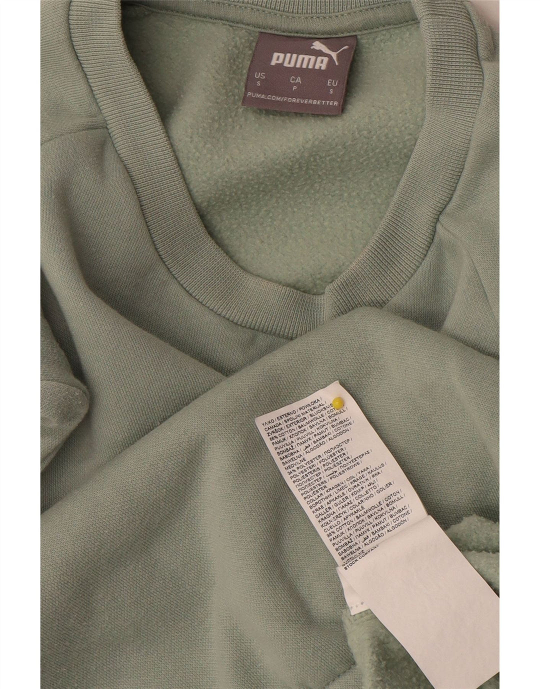 Puma Womens Crop Oversized Sweatshirt Jumper UK 10 Lille grøn bomuld