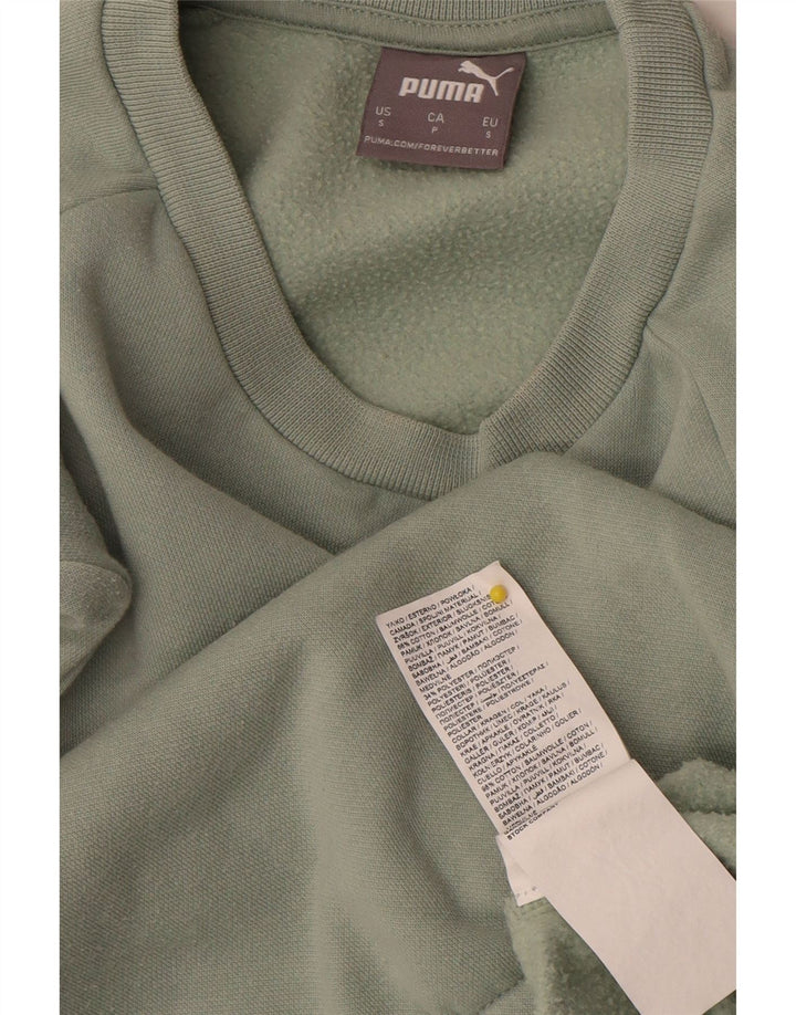 Puma Womens Crop Oversized Sweatshirt Jumper UK 10 Lille grøn bomuld