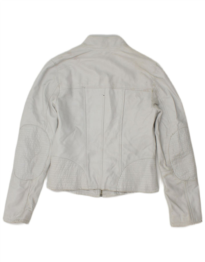 Vintage dame læderjakke IT 40 lille hvidt læder