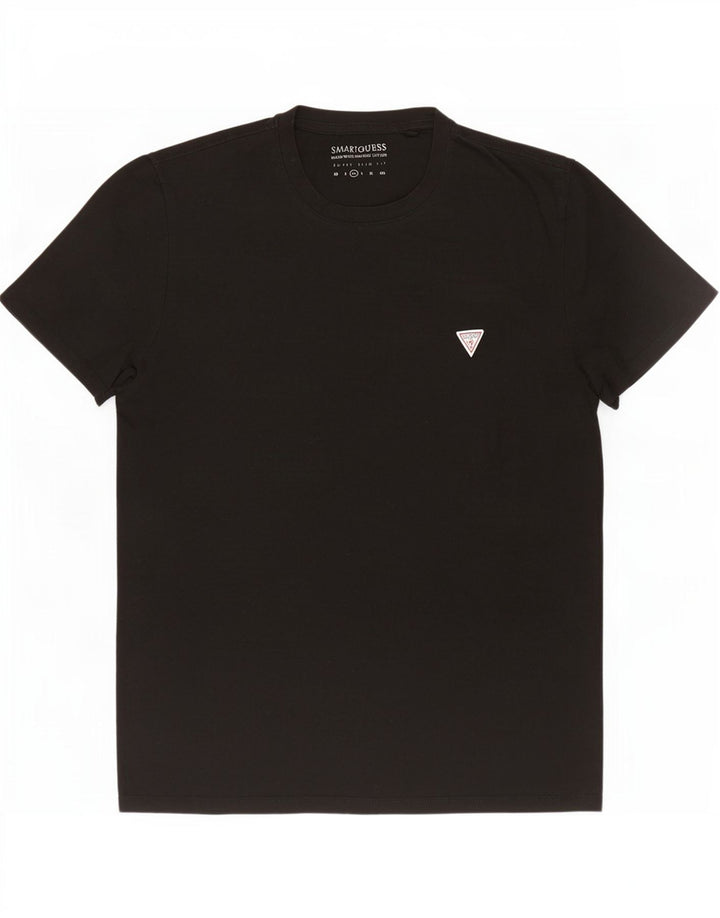 Guess Herre Super Slim Fit T-Shirt Top Medium Sort Bomuld