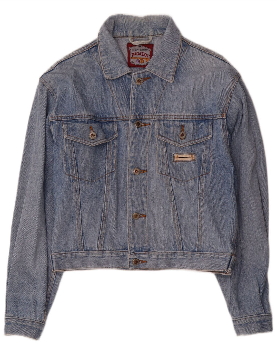 RAGAZZA Womens Crop Denim Jacket UK 12 Medium Blue Cotton