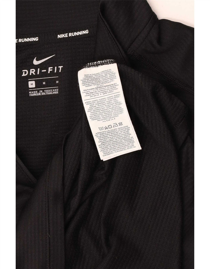 Nike Herre Dri Fit Zip Neck Top Langærmet Medium Sort Polyester