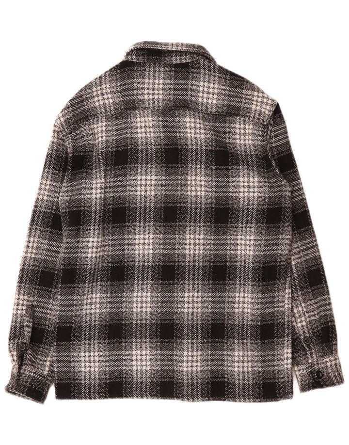 Vintage overshirt til mænd Flanelskjorte medium sort ternet bomuld