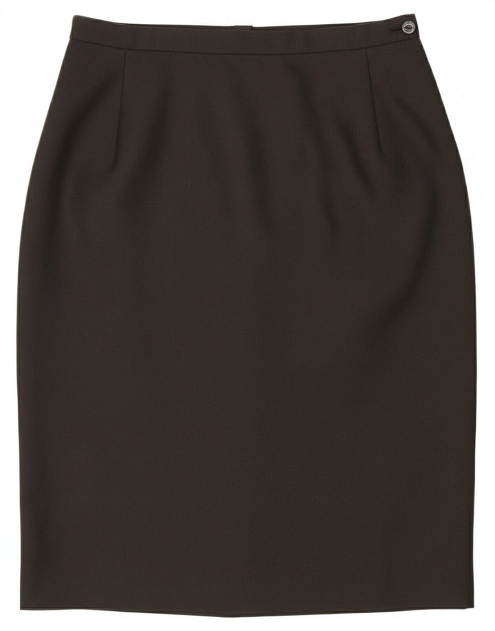 Vintage kvinders blyantnederdel UK 14 Medium W28 sort polyester