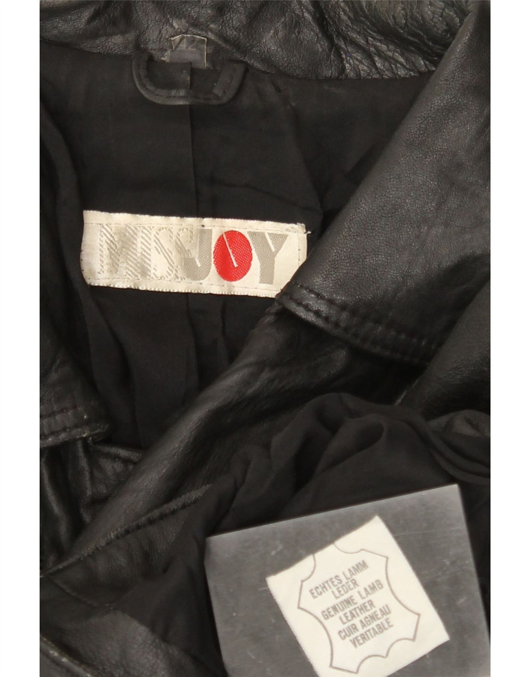 MISS JOY Dame Læder Biker Jacket IT 42 Medium Sort Læder