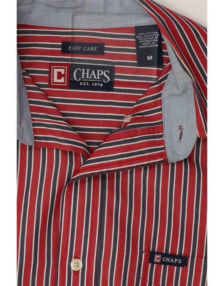 CHAPS Mens Easy Care Shirt Medium Red Pinstripe Cotton Vintage Chaps and Second-Hand Chaps from Messina Hembry 