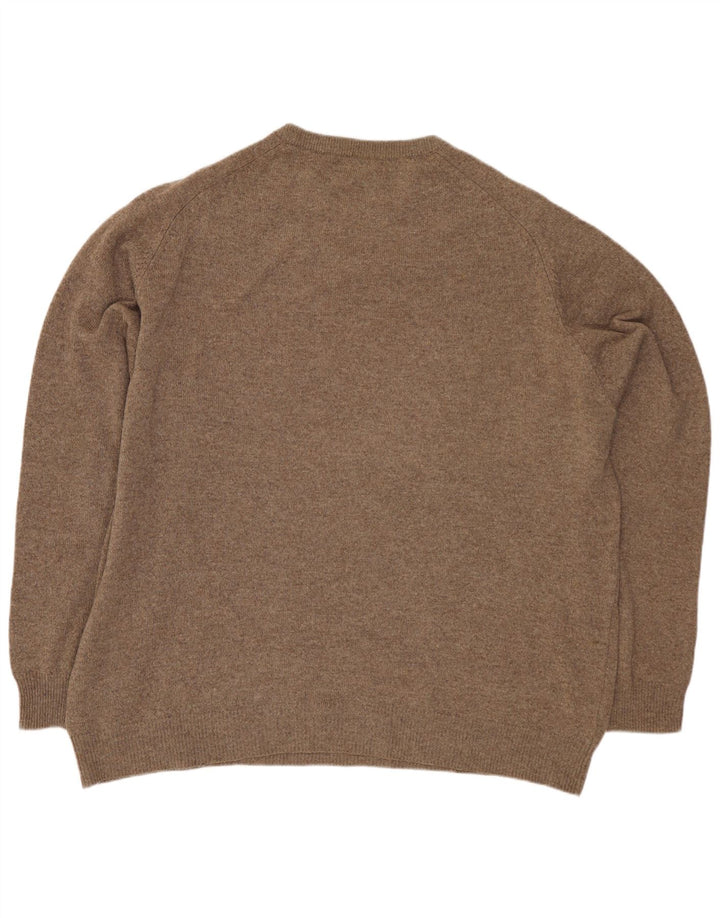 Marks & Spencer Herre Boat Neck Jumper Sweater XL Brun lammeuld