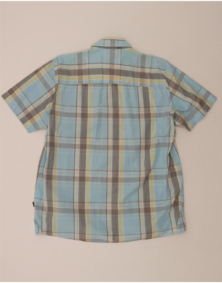 LERROS Mens Short Sleeve Shirt XL Blue Check Cotton Vintage Lerros and Second-Hand Lerros from Messina Hembry 